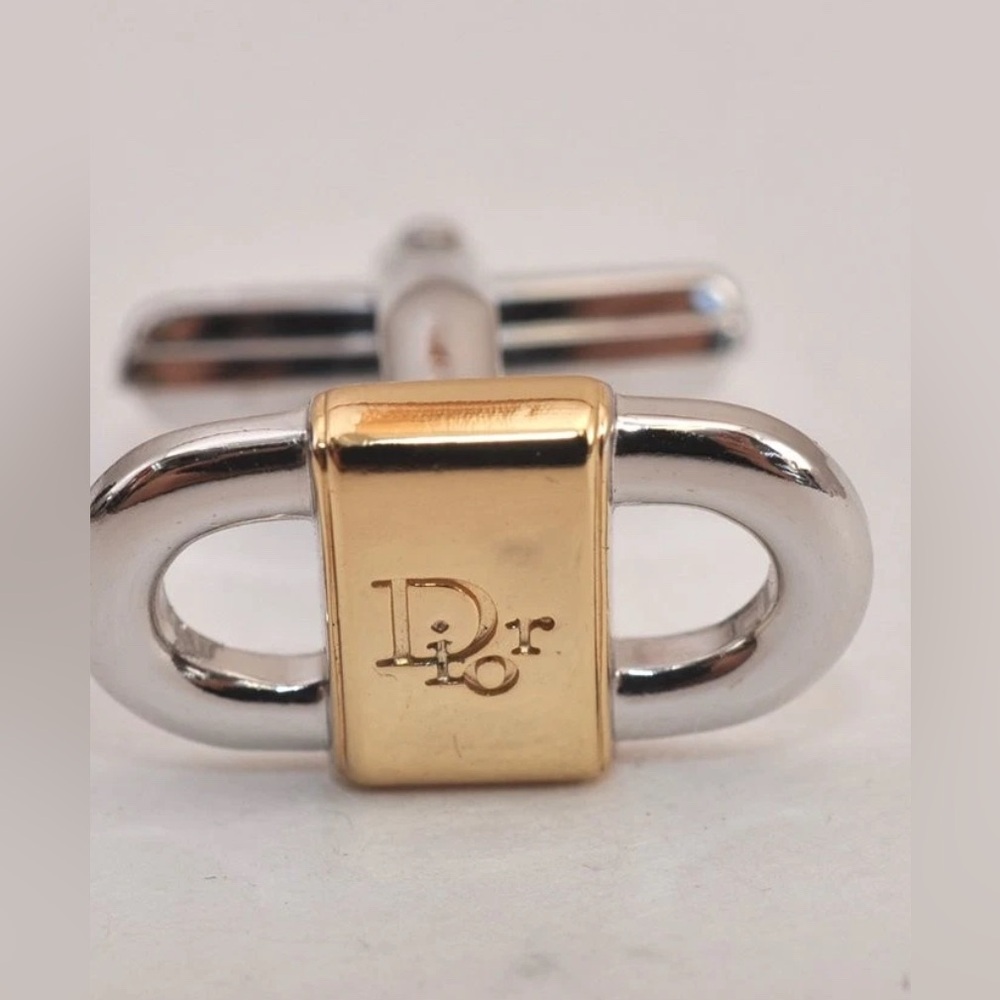 14C - Two-tone Christian Dior cufflinks, silver and gold - Picture 4 of 5